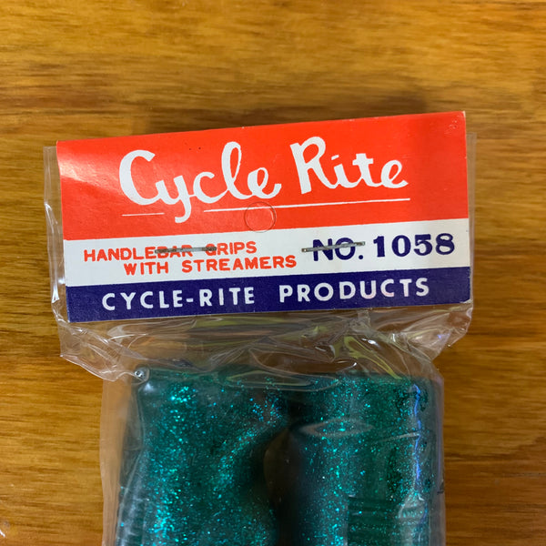 BICYCLE GRIPS GREEN GLITTER CYCLE RITE FOR MUSCLE BIKES u0026 OTHERS MINT NOS