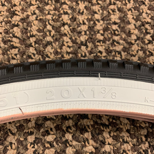 SCHWINN STING-RAY FASTBACK BICYCLE TIRE 20 x 1-3/8 WHITE WALL NEW