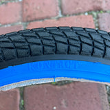 BICYCLE TIRE 20 X 1.95 BLACK / BLUE WALL FITS OLD SCHOOL BMX GT MONGOOSE SCHWINN