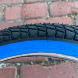 BICYCLE TIRE 20 X 1.95 BLACK / BLUE WALL FITS OLD SCHOOL BMX GT MONGOOSE SCHWINN