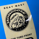 MONGOOSE SEAT MAST / TOP TUBE-FRONT DECAL STICKER SET MID SCHOOL VINTAGE NOS