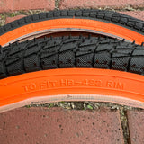 BICYCLE TIRES 20 X 1.95 BLACK / ORANGE WALL FIT OLD SCHOOL BMX GT MONGOOSE SCHWINN & OTHERS