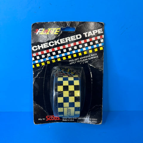 FLITE USA CHECKERED TAPE OLD SCHOOL BMX BLACK / YELLOW PAD PLATE BIKE OG 80S NOS